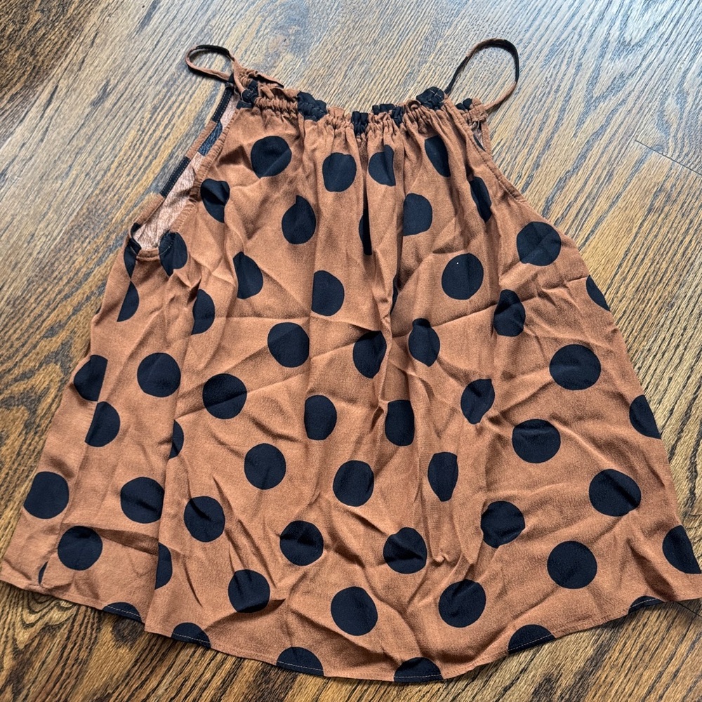 Mango Brown and Black Polka Dot Top